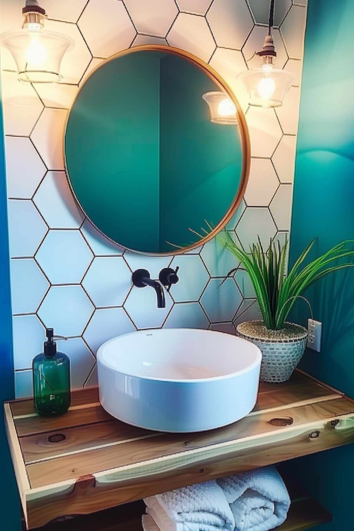 boho bathroom decor blue