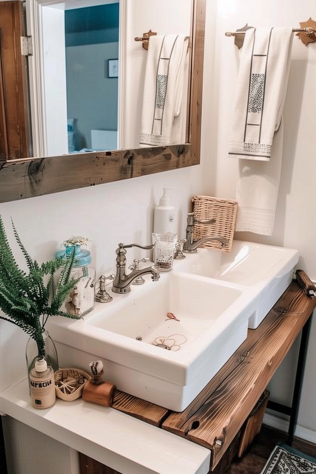 boho bathroom decor double sink