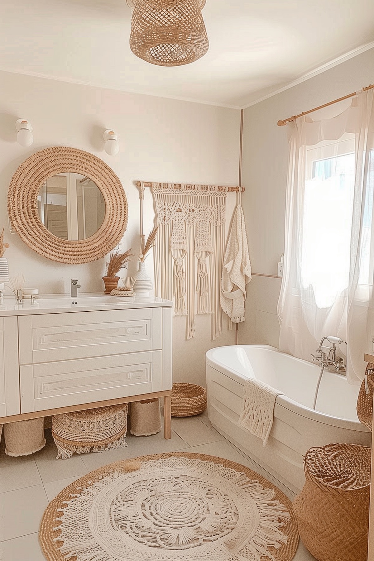 boho bathroom decor macrame