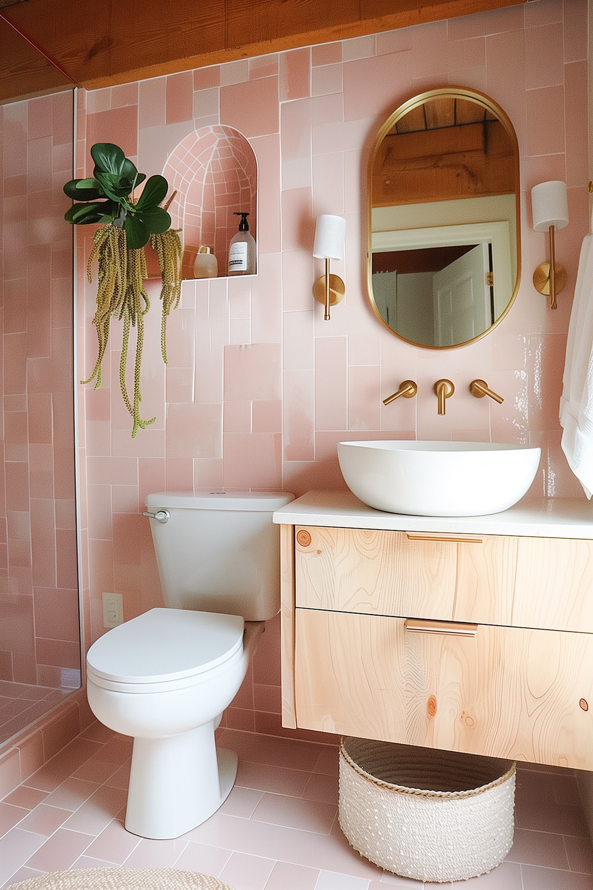 boho bathroom decor pink
