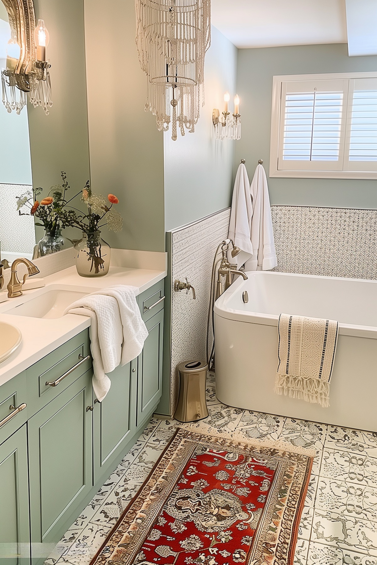 boho bathroom decor sage green