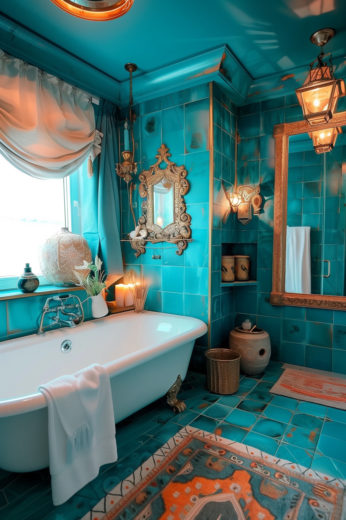 boho bathroom decor turquoise