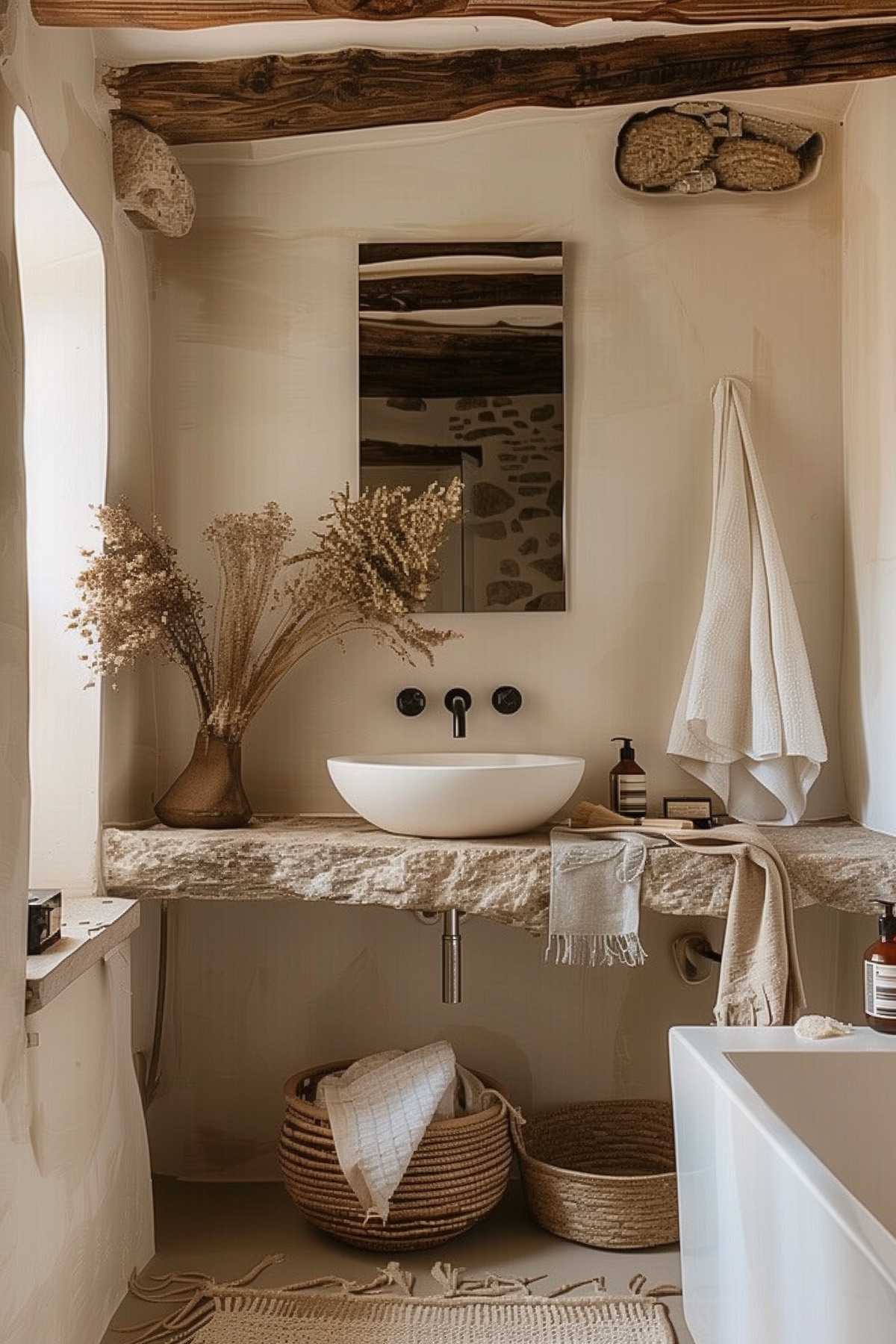 boho natural bathroom decor