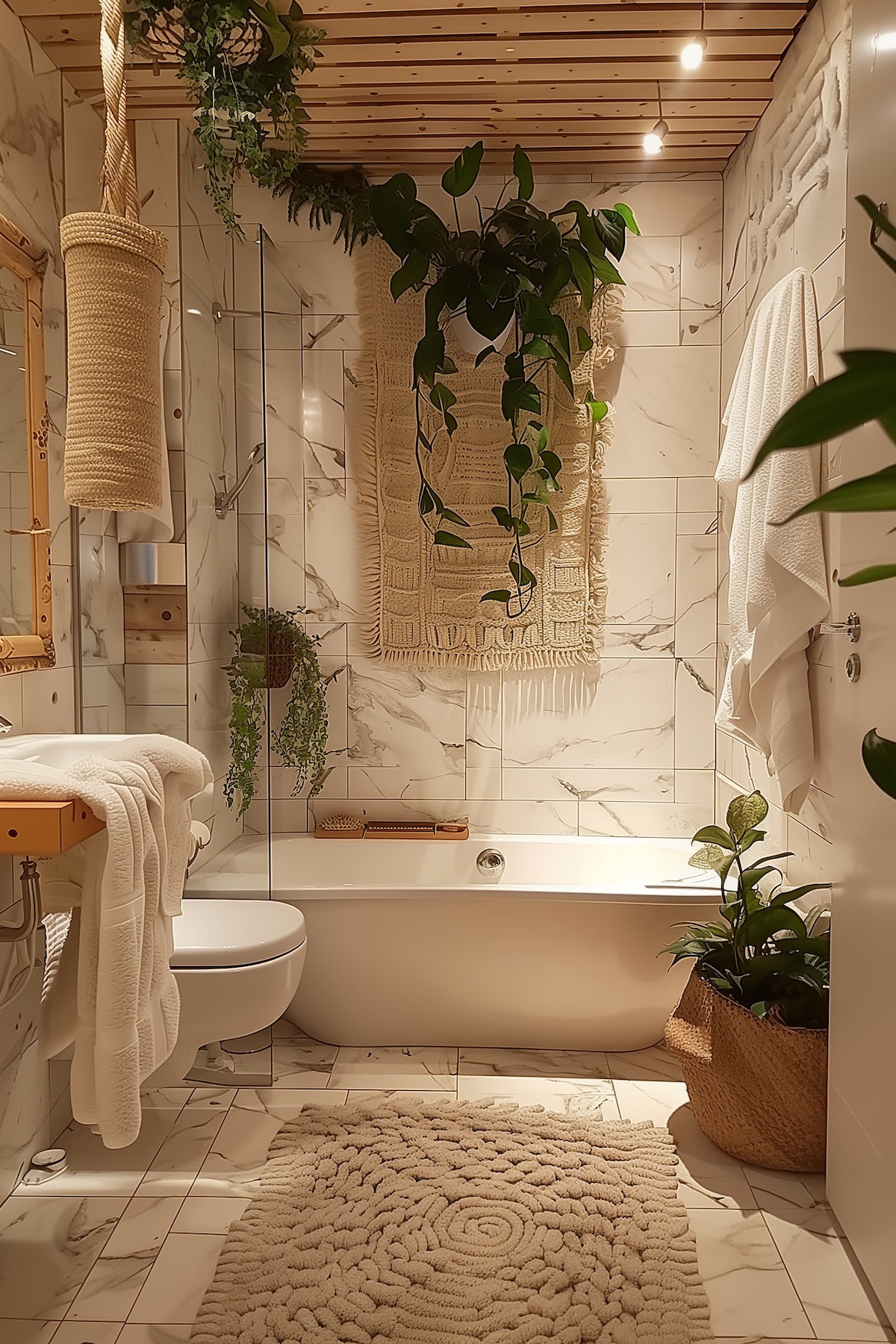 earthy boho bathroom decor