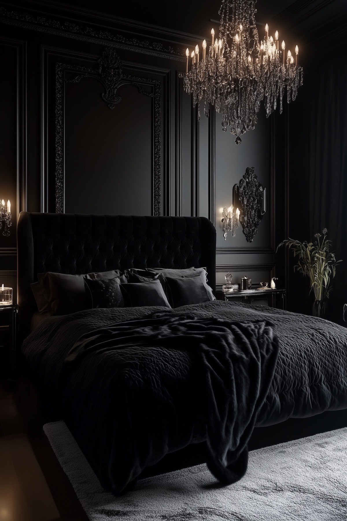 luxurious black bedroom decor
