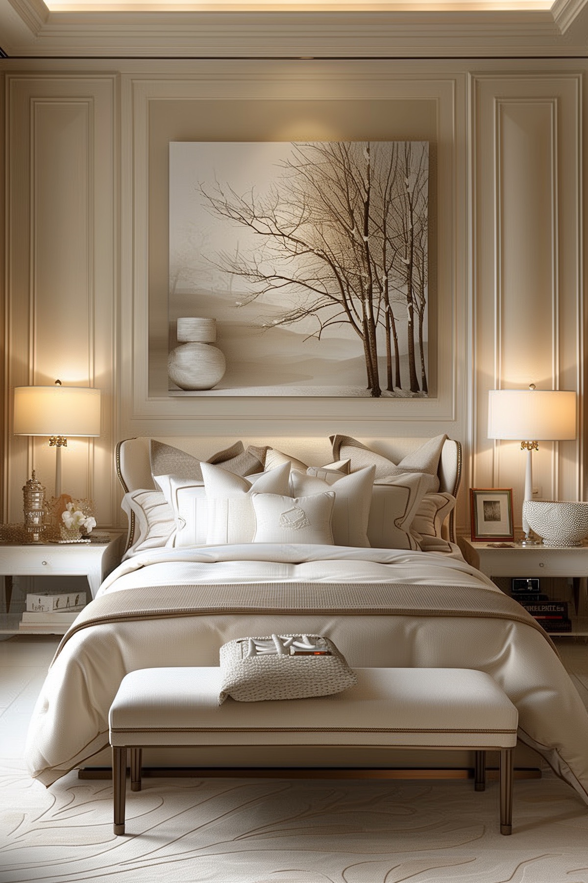neutral luxurious bedroom ambient light
