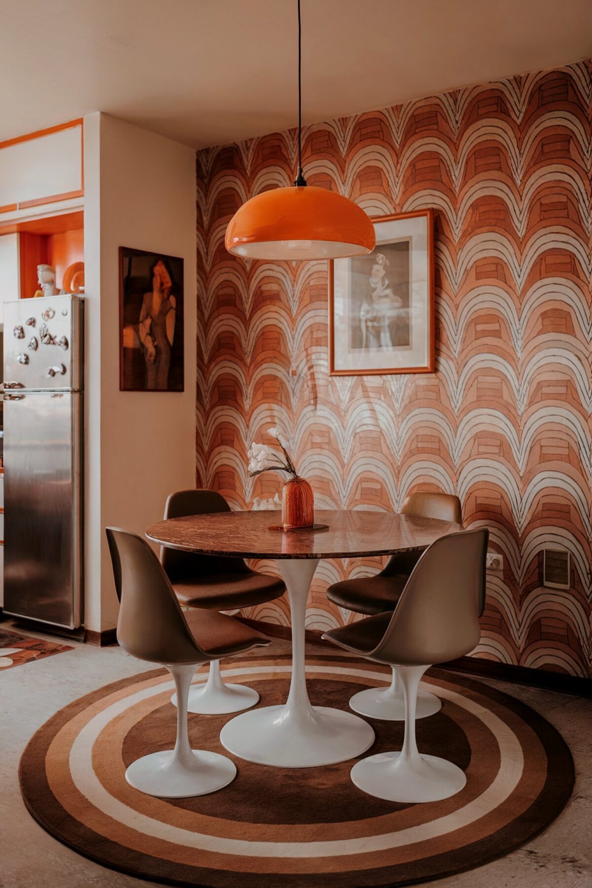 70s dining room eclectic orange theme
