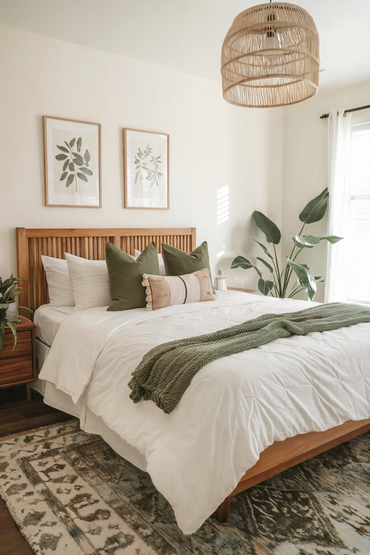 Boho bedroom decor diy green minimalist(1).