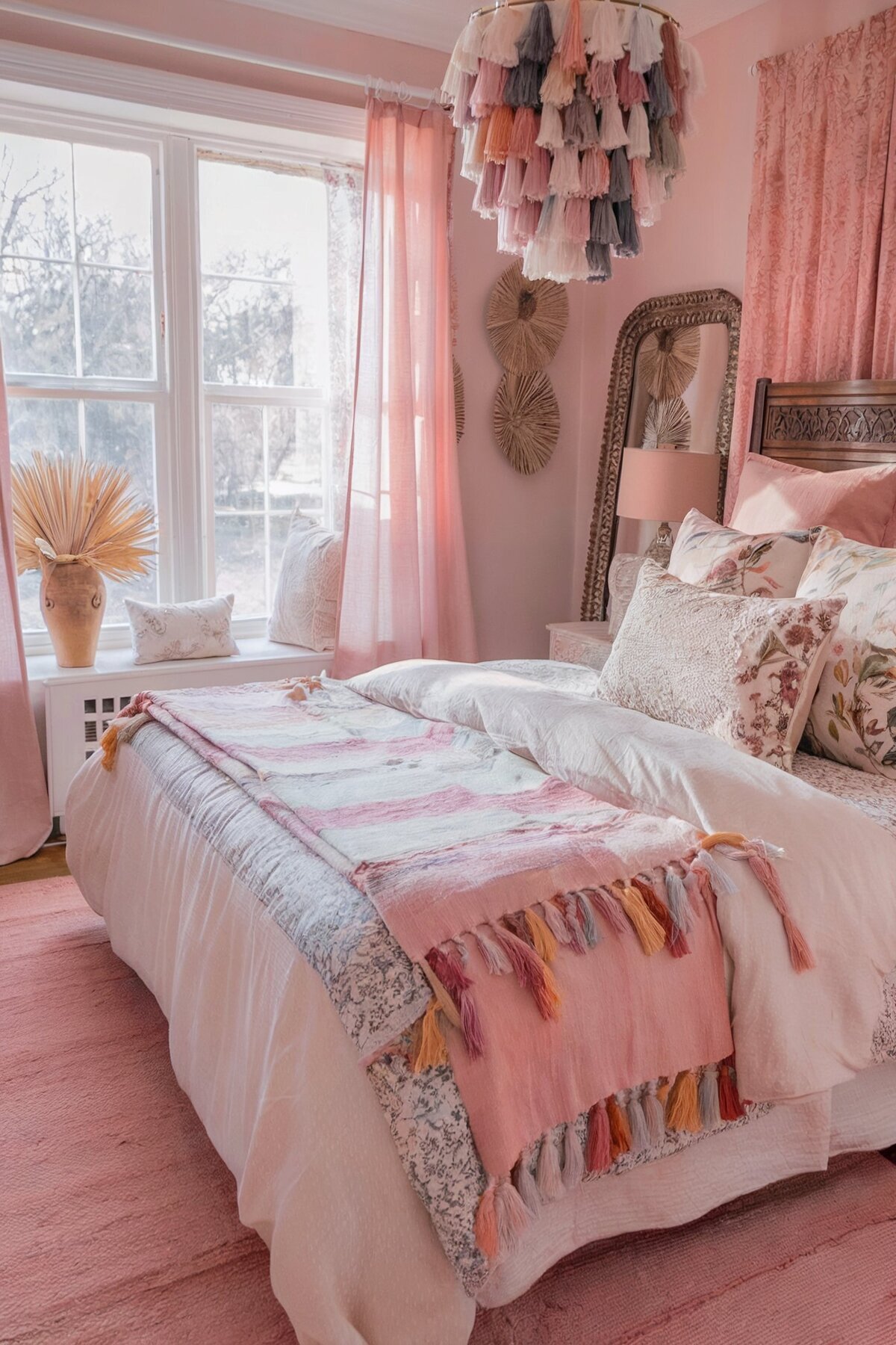 Boho bedroom decor diy pink(1)