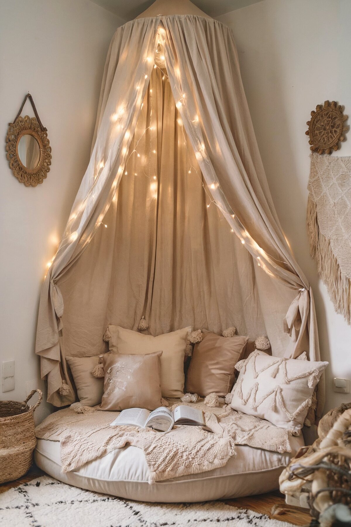 Boho bedroom decor diy small with fairy lights(1)