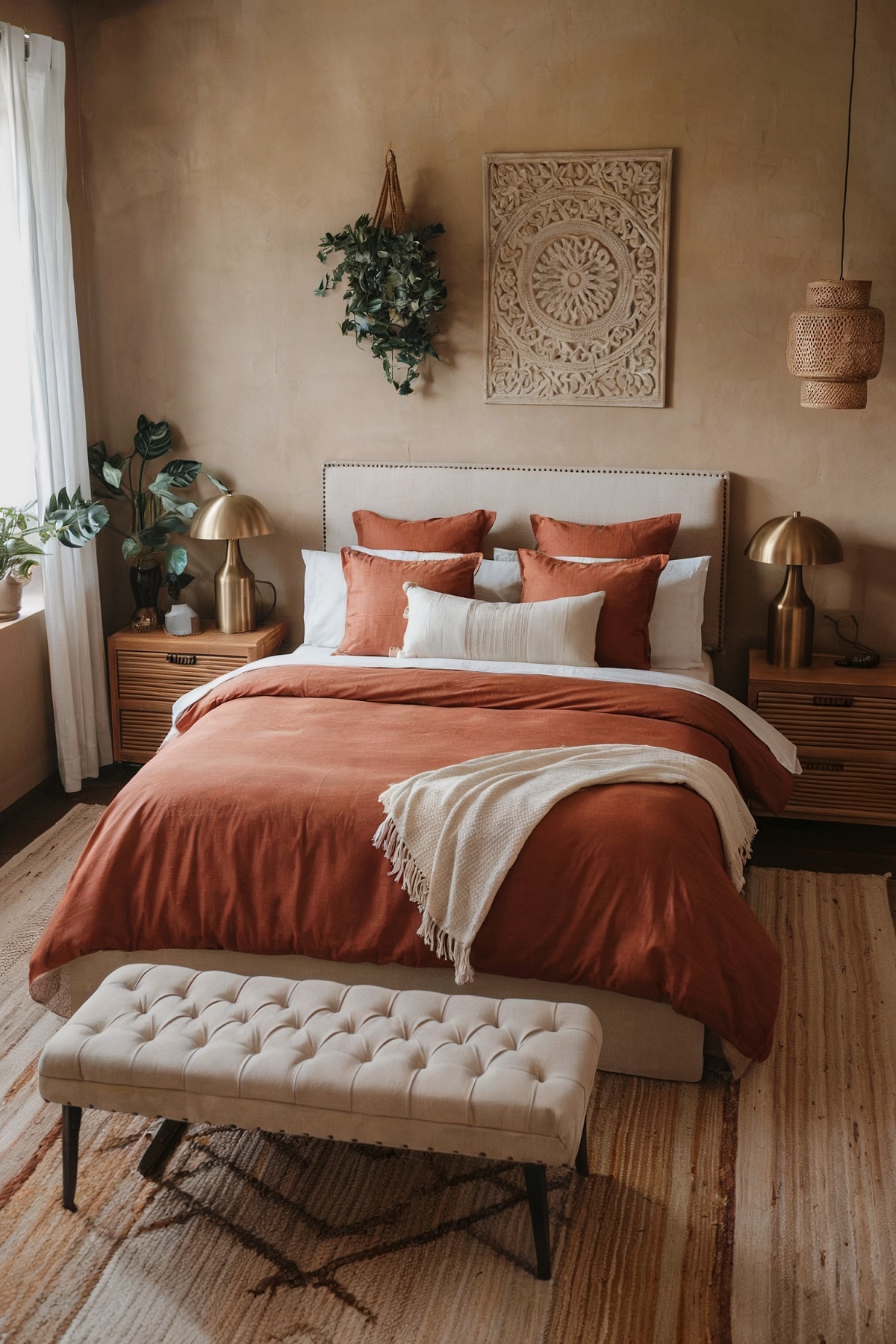 Cozy Boho Earthy Tone Bedroom idea (1)