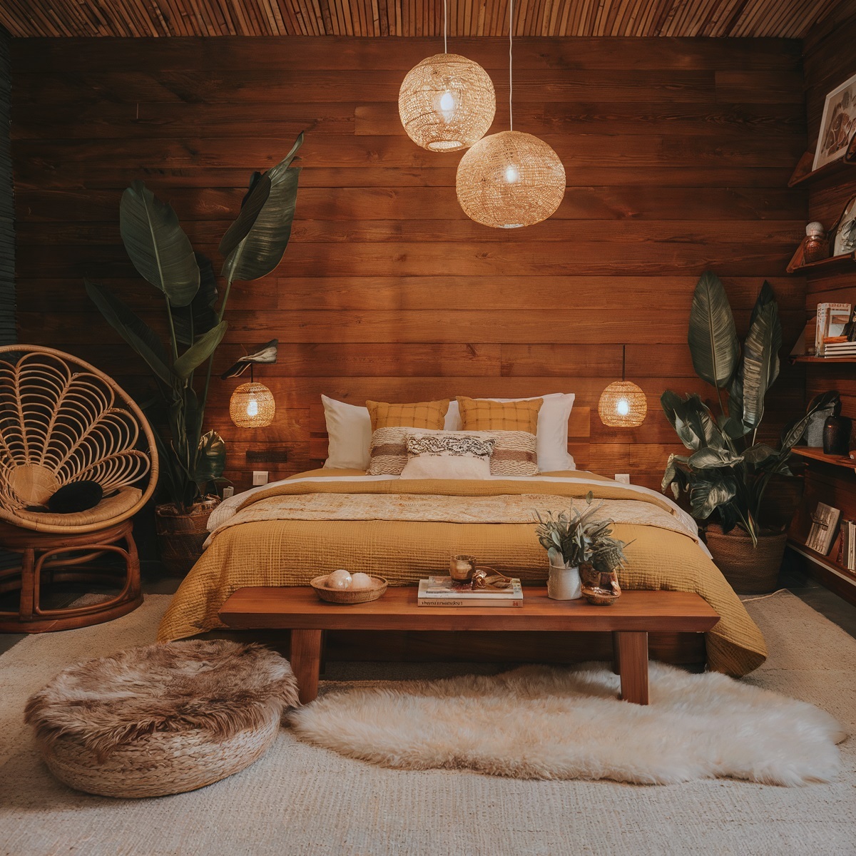 Cozy Brown Boho Bedroom Idea