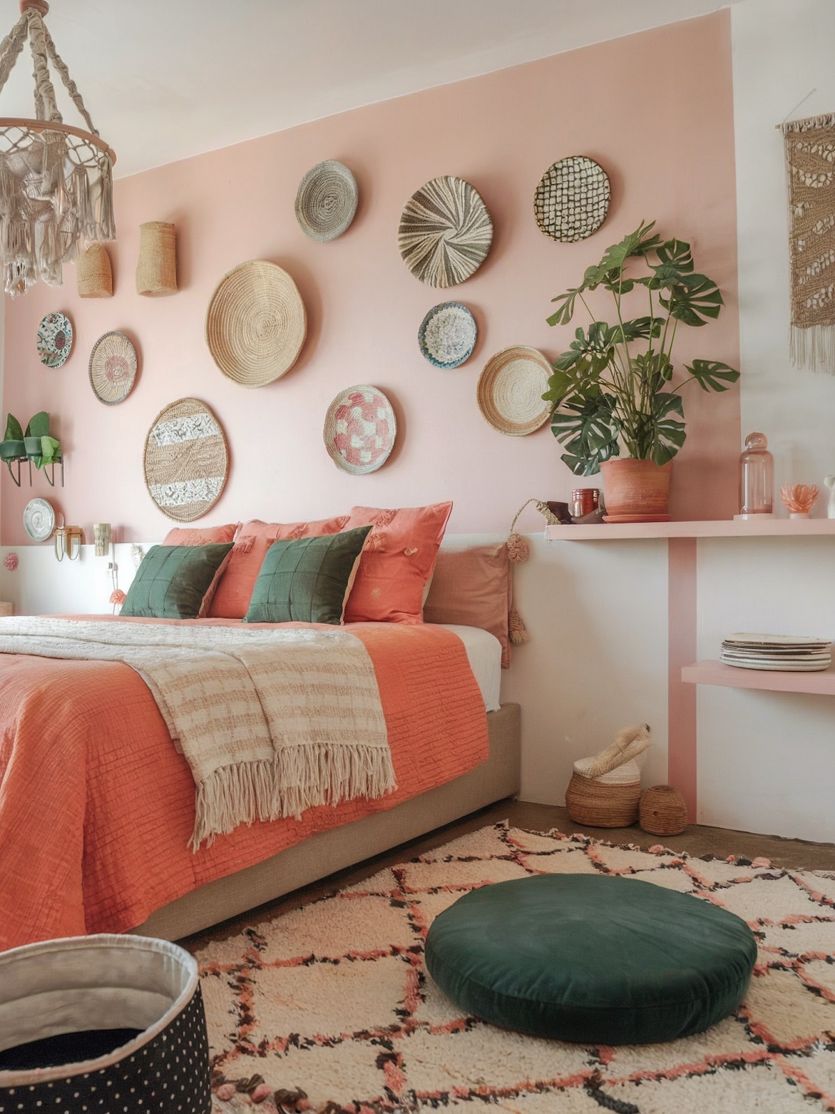 Cute pink Boho Bedroom Idea