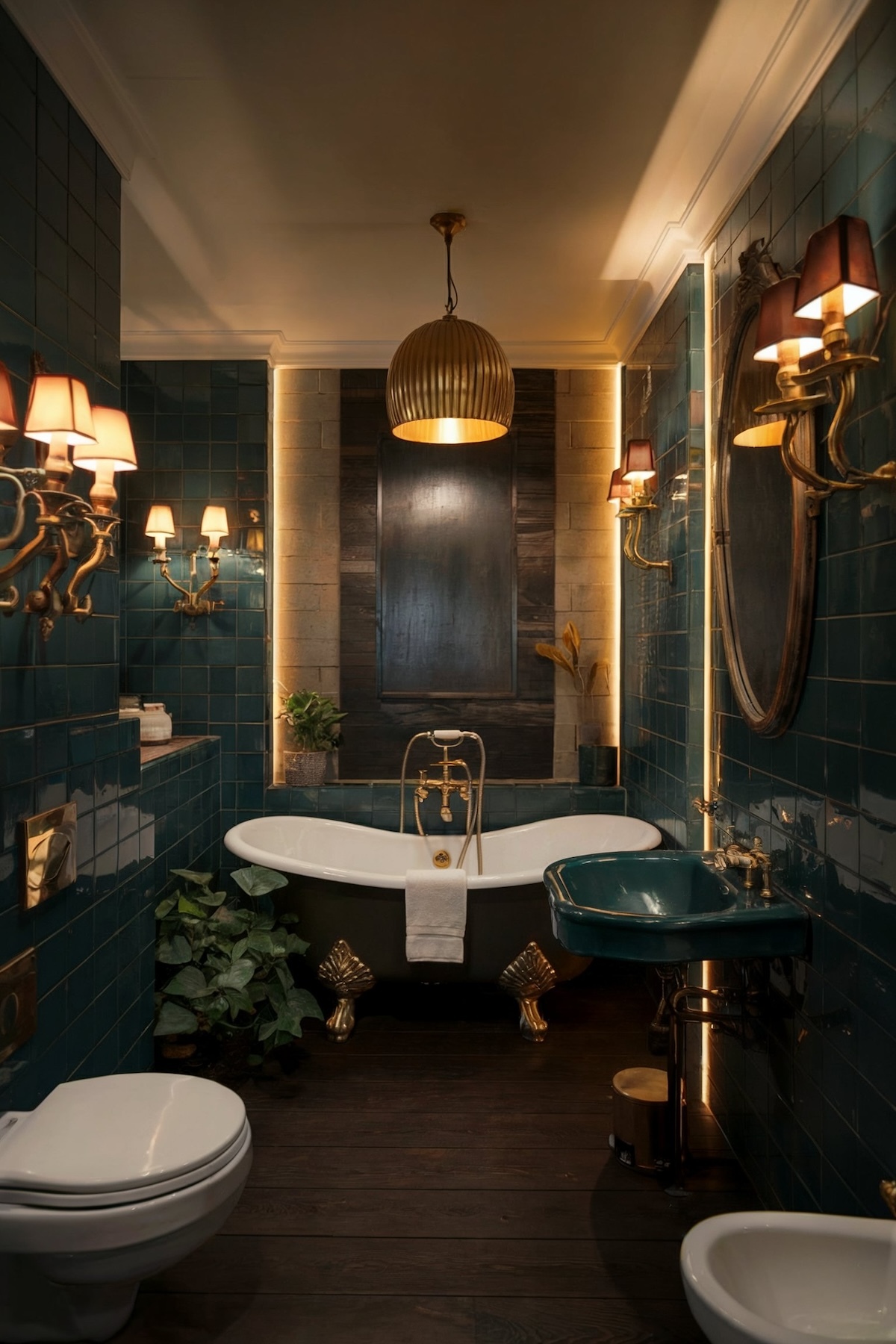 Eclectic bathroom lighting