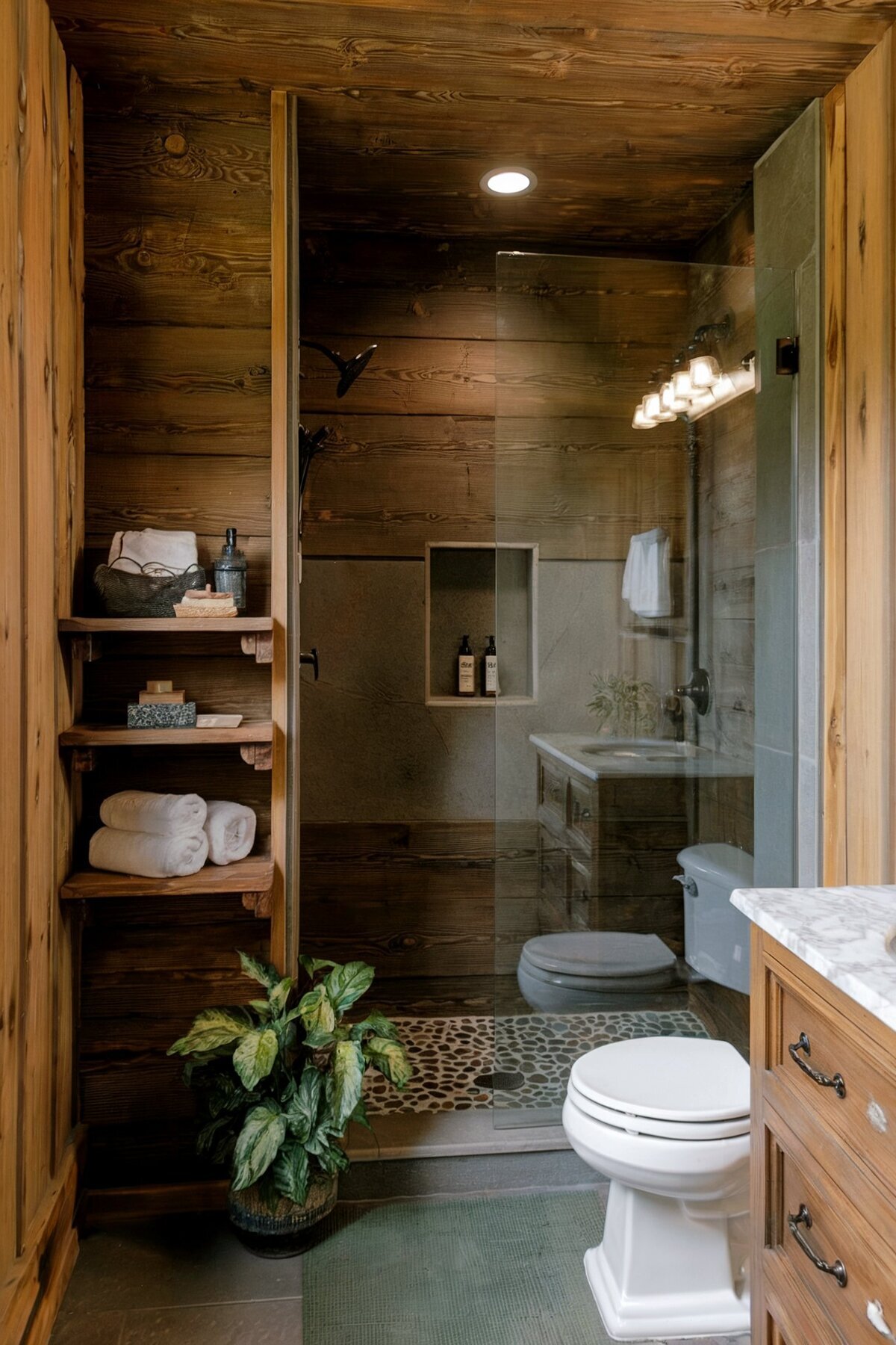 Farmhouse Bathroom Shower Ideas Rustic tile