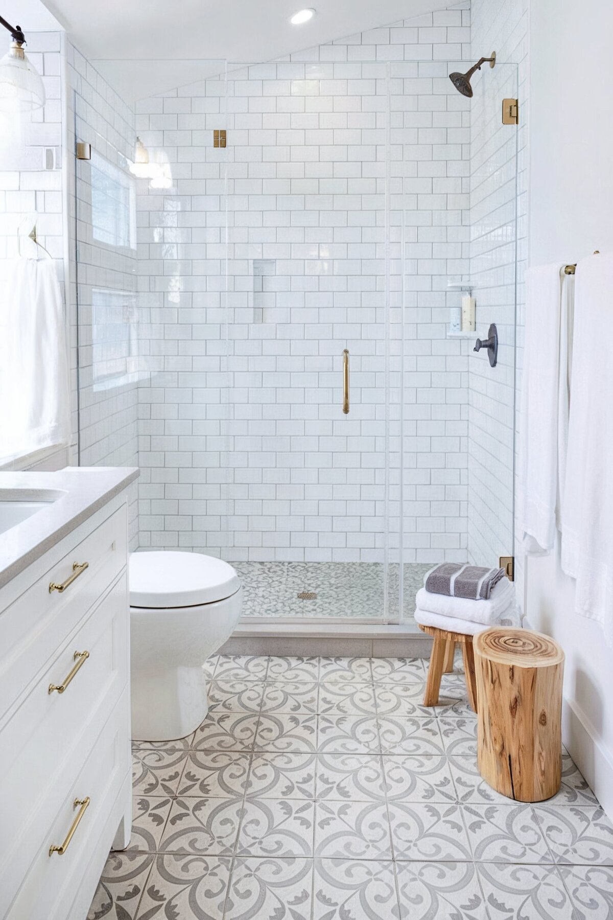 Farmhouse Bathroom Shower Ideas floor tile