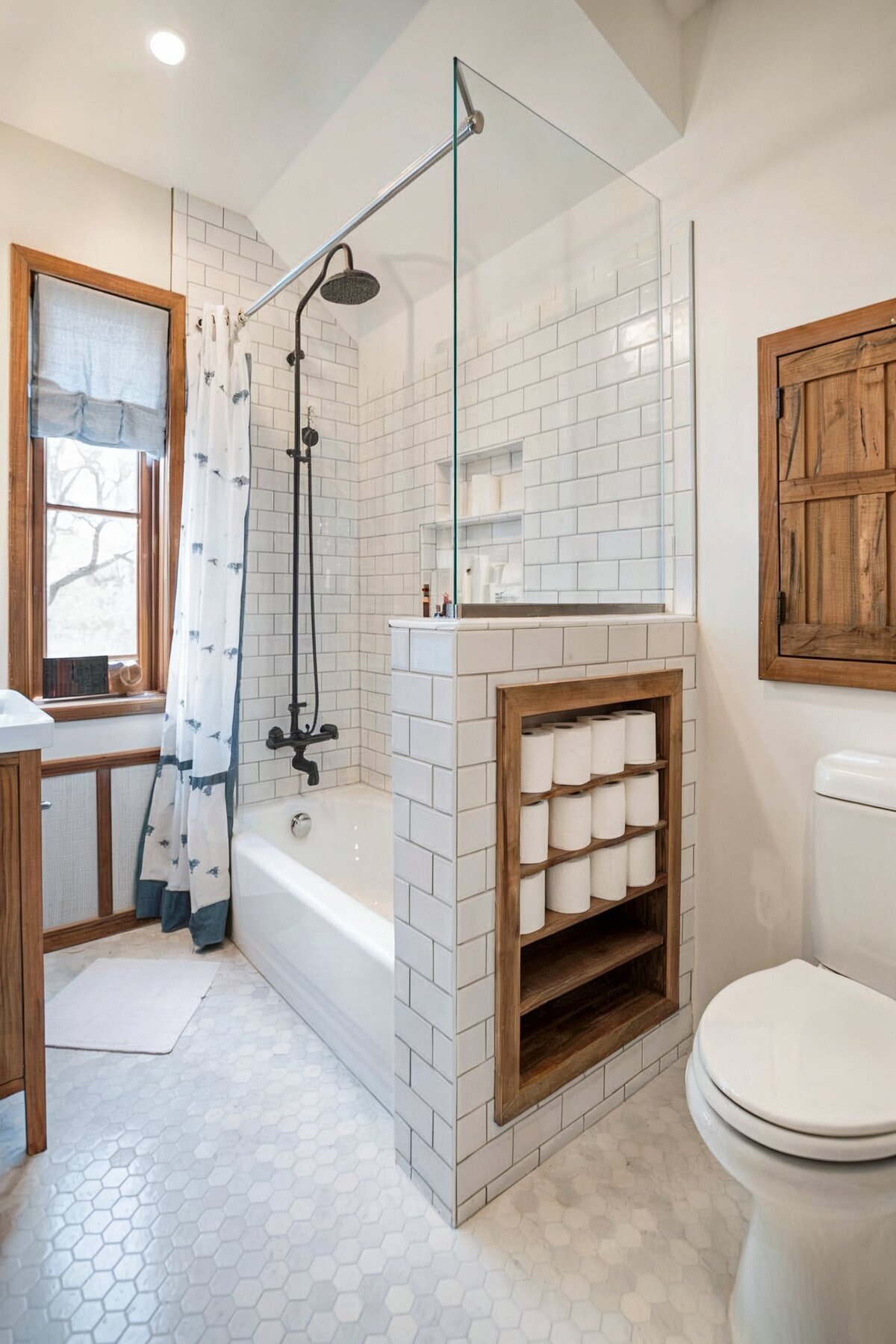 Farmhouse Bathroom Shower Ideas green bathtub shower combo