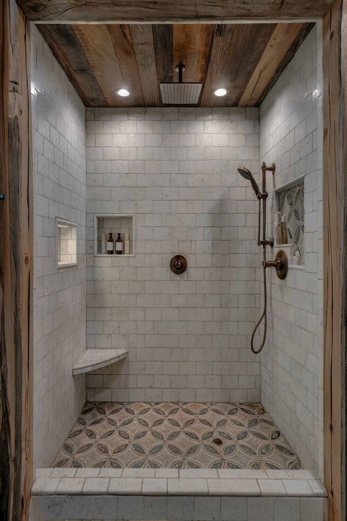 Farmhouse Bathroom Shower Ideas walk in