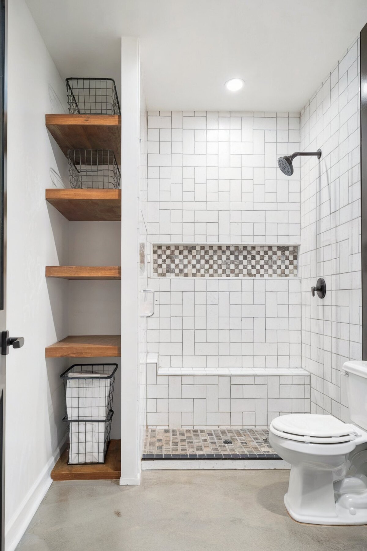 Farmhouse Bathroom Shower Ideas white subway tile