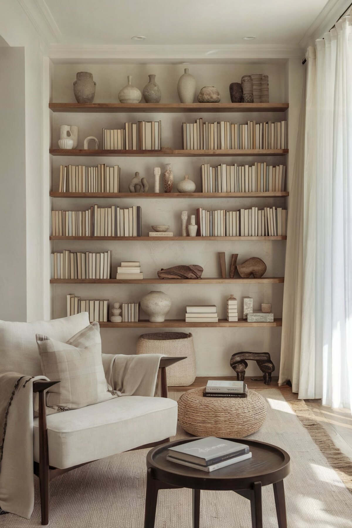 Minimalist living room ideas shelves