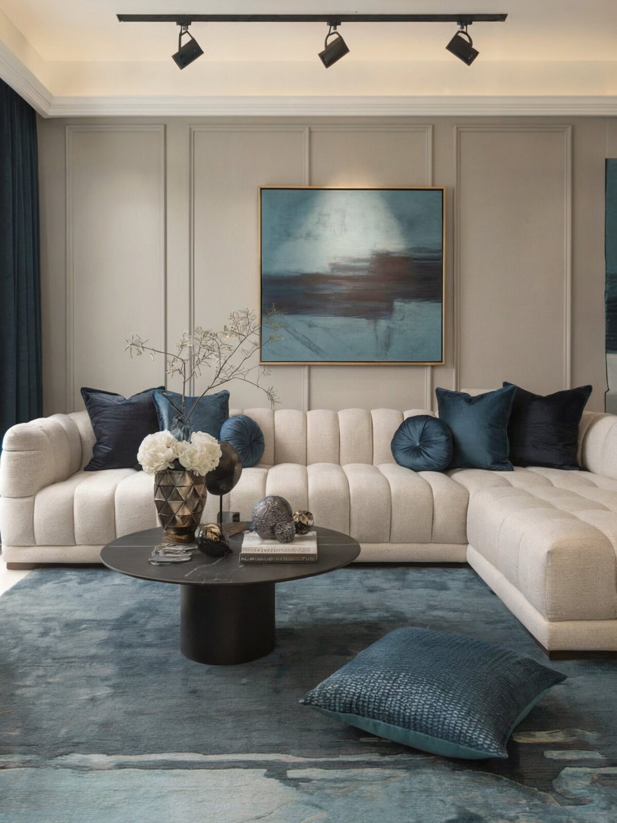 Modern Living Room Ideas with Navy Blue