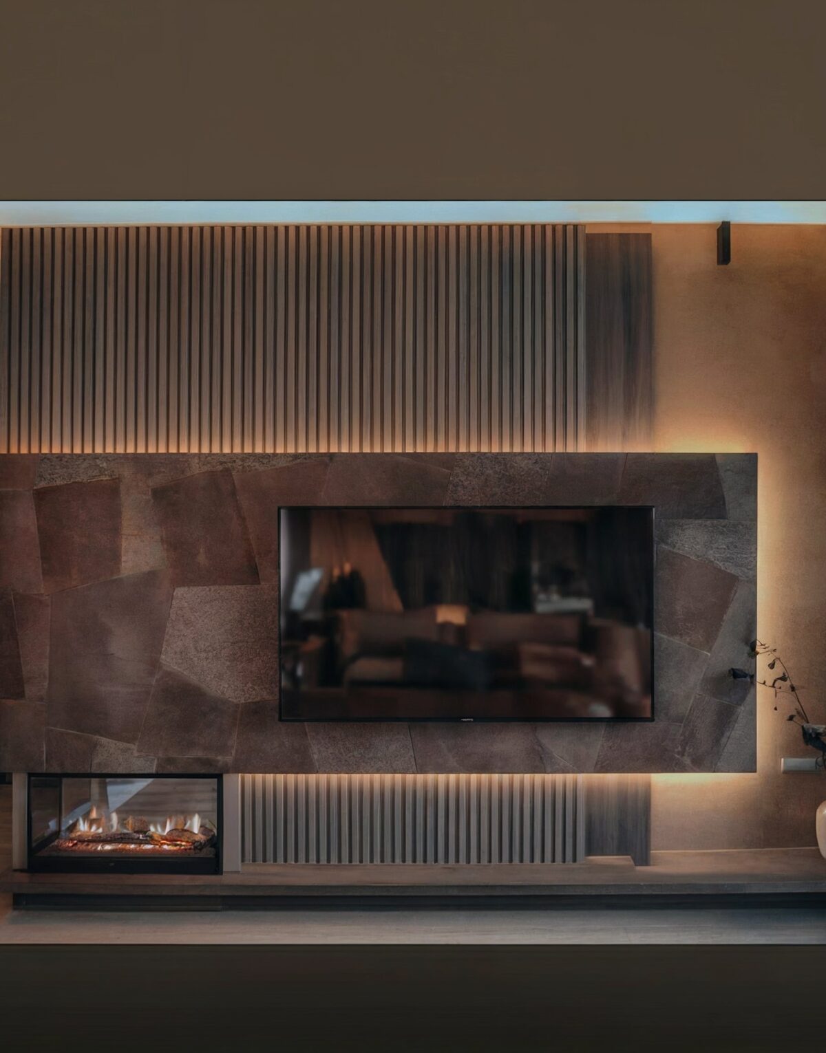 Modern Living Room TV Wall Ideas Under the Stairs