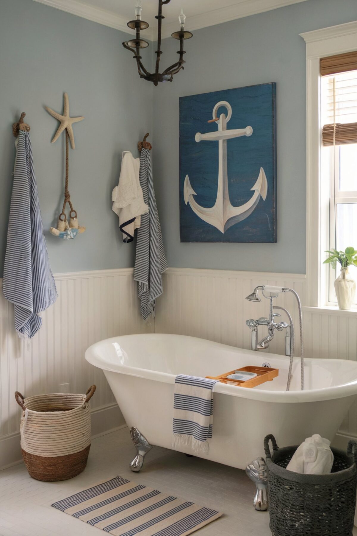 Navy coastal bathroom decor a nautical coastal theme