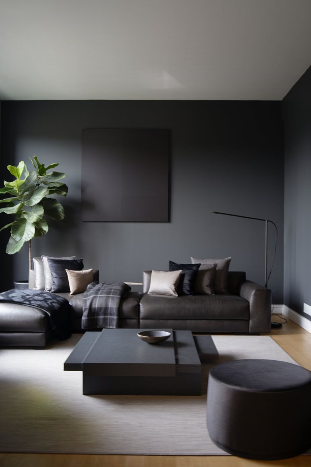 black wall living room decorating ideas modern minimal design