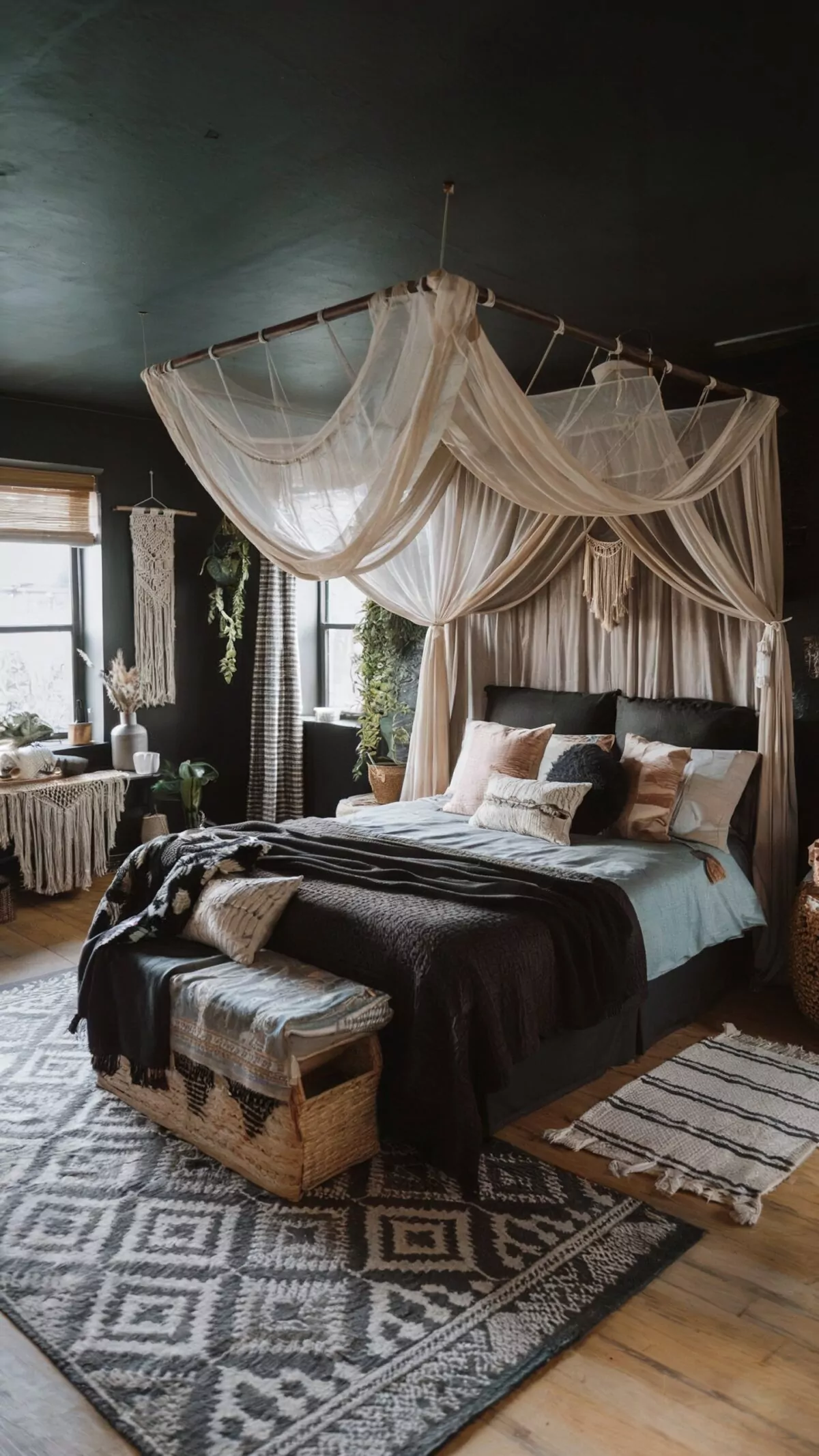 boho black furniture bedroom ideas