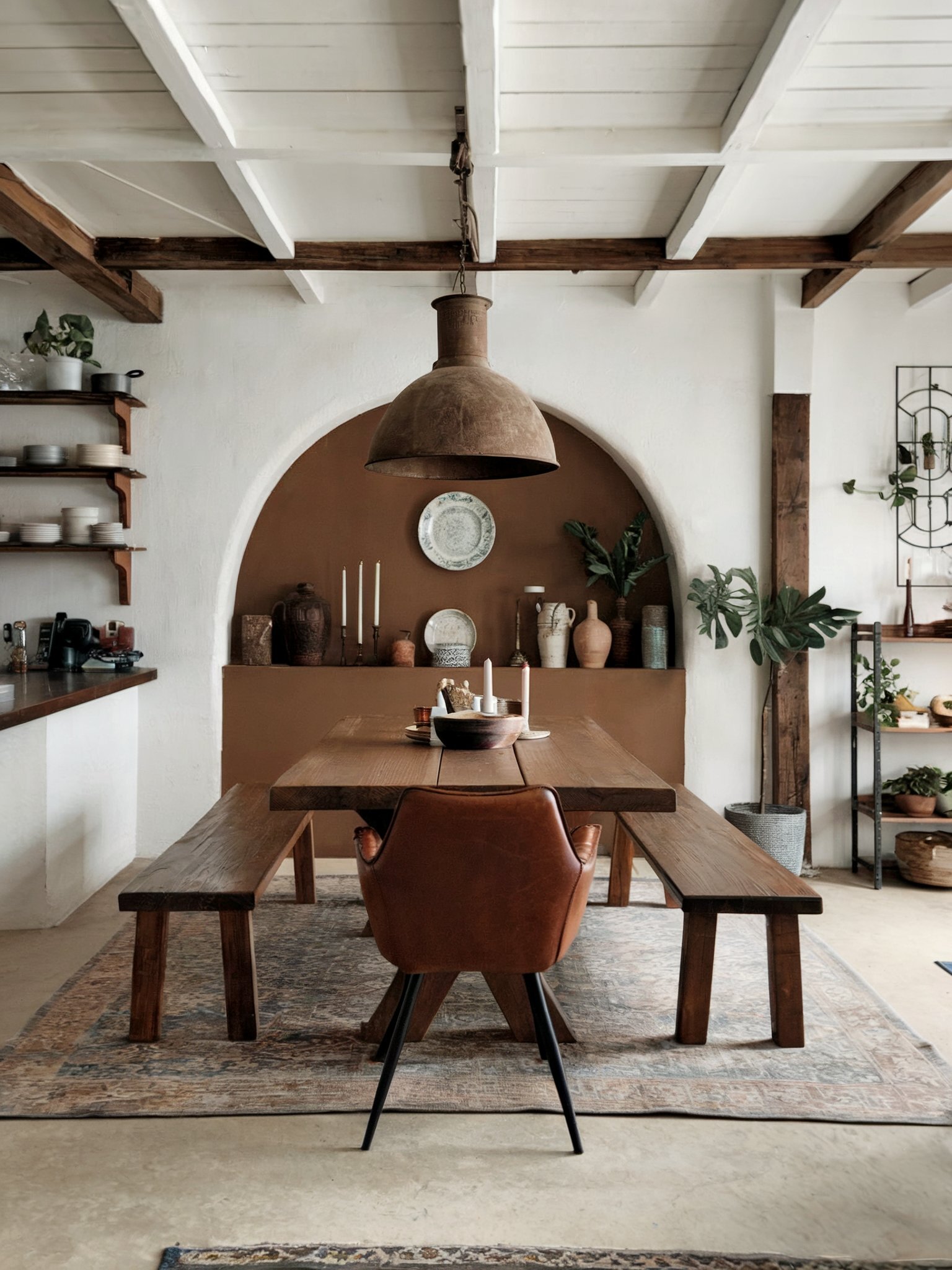 boho dining room decor moroccan style rustic dining wooden table and bench