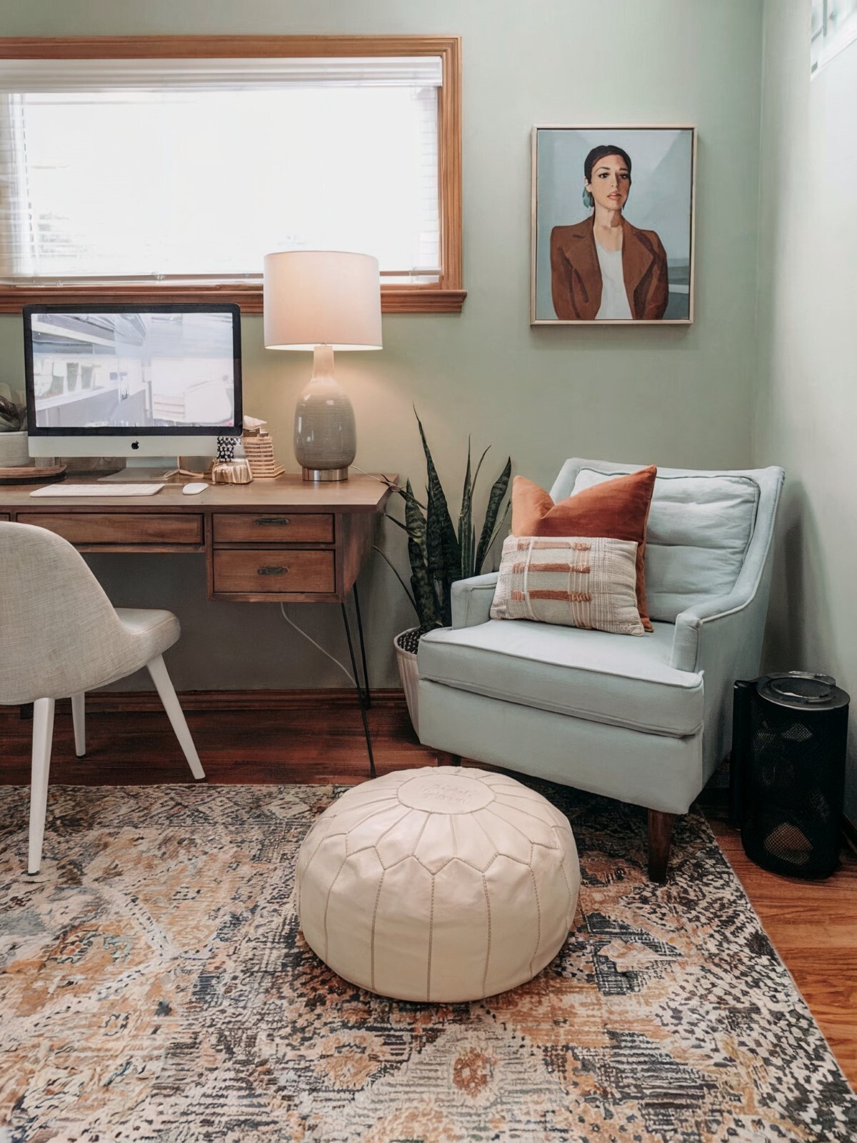 boho home office guest room modern home office setting with plant adding a touch of greenery