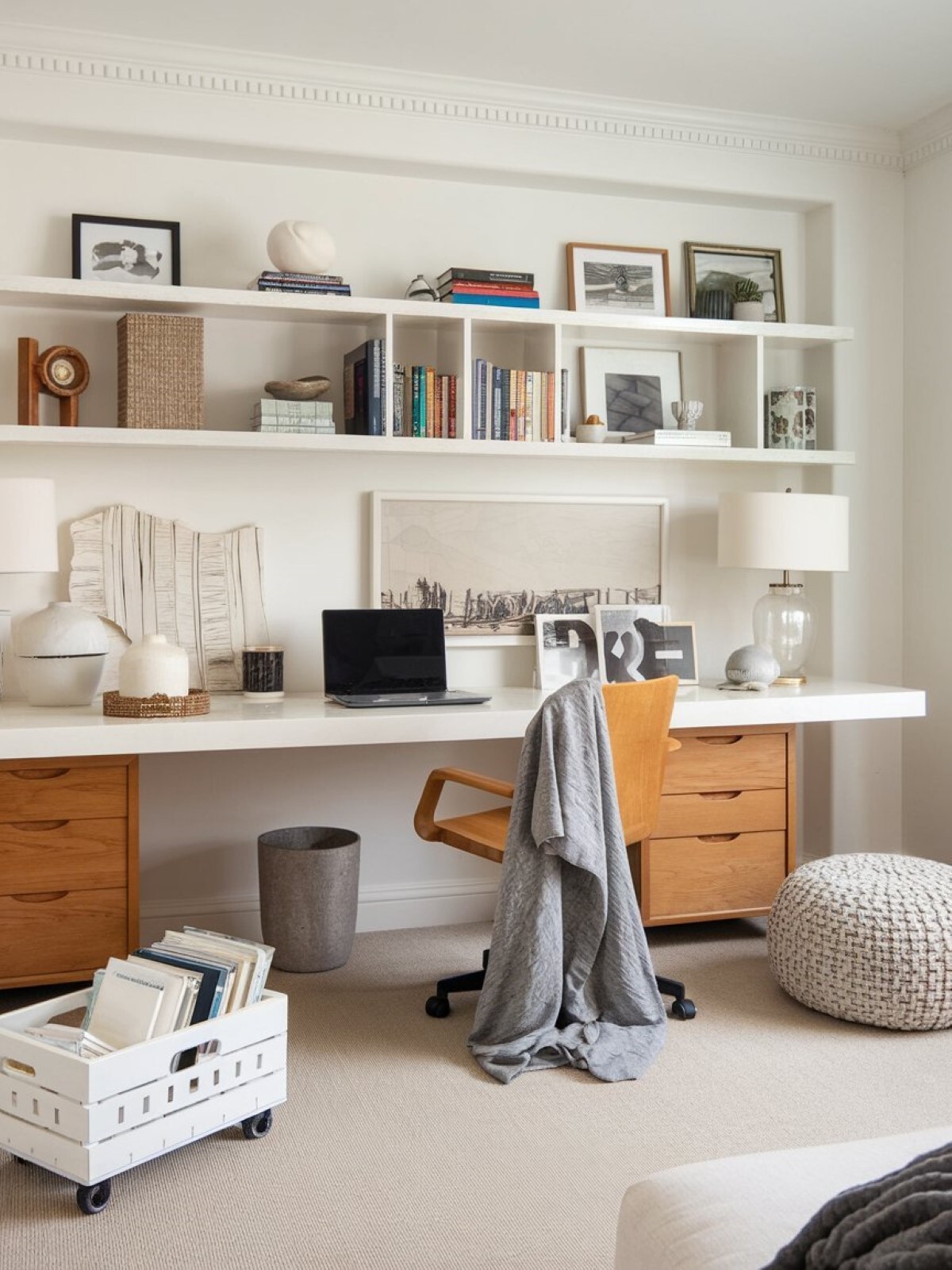 boho home office organization neatly organized home office space with a white desk