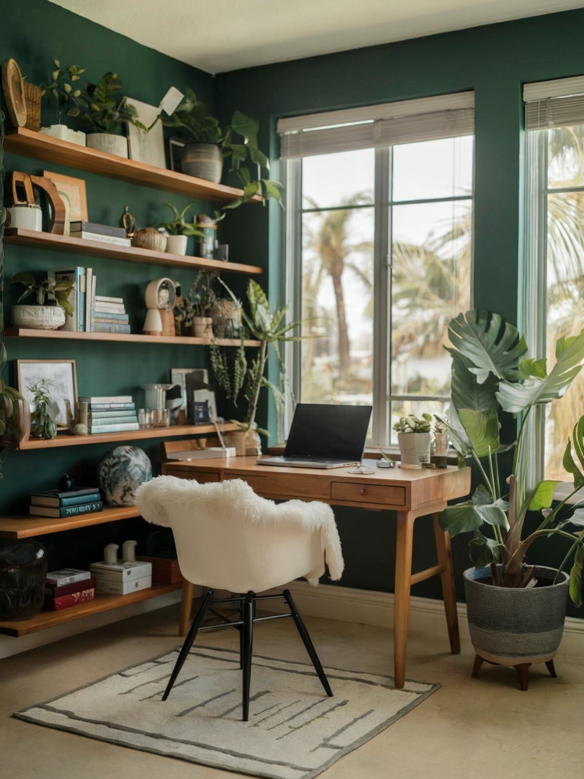 boho home office plants room with various plants and a connection to nature