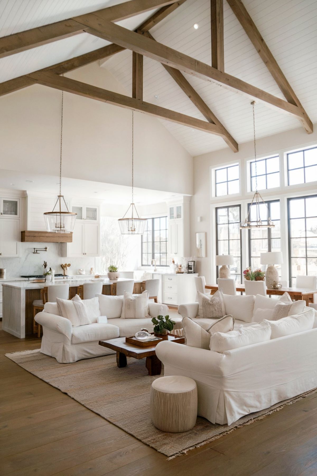 boho living room and kitchen decor