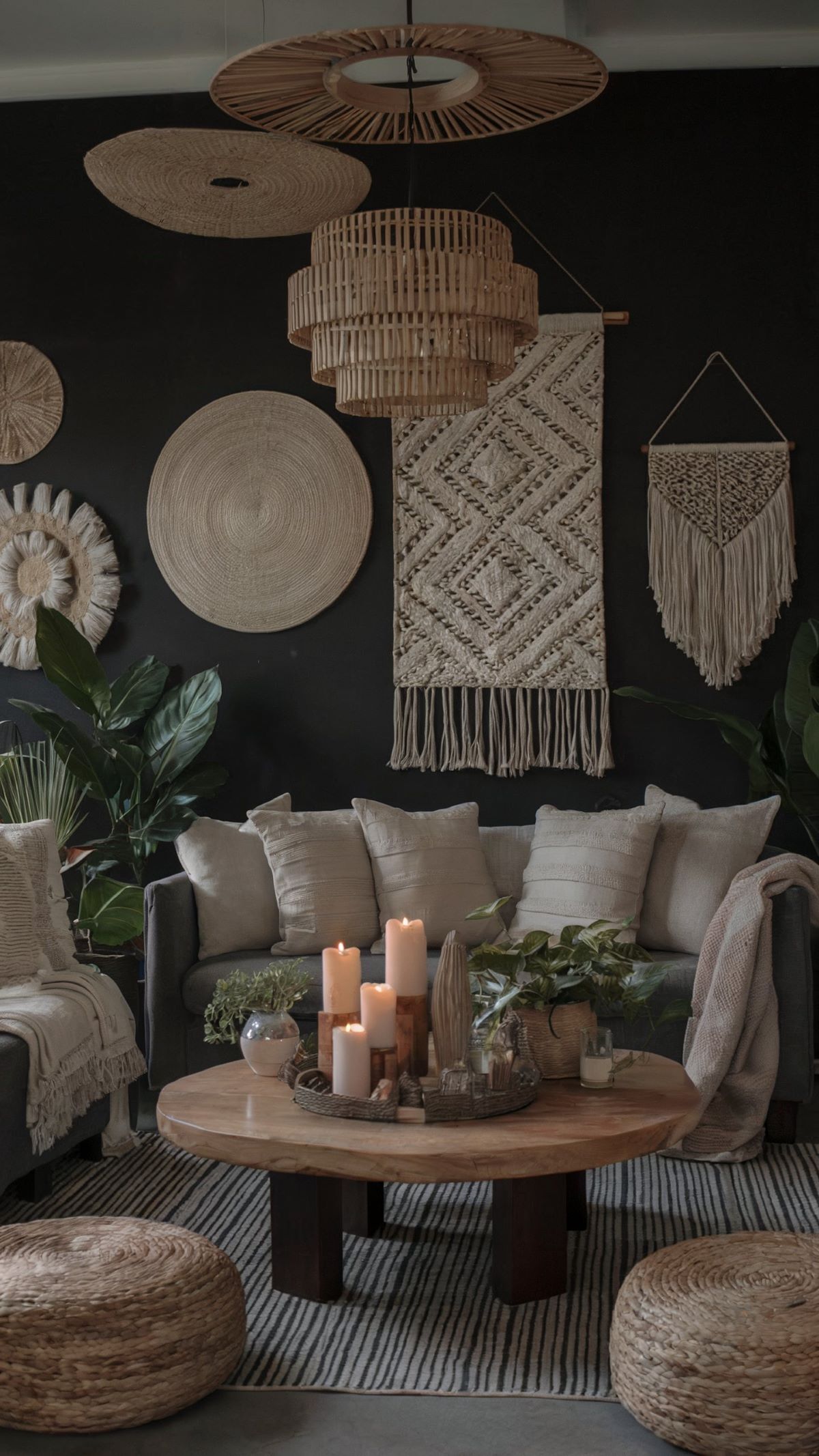 boho living room decor dark