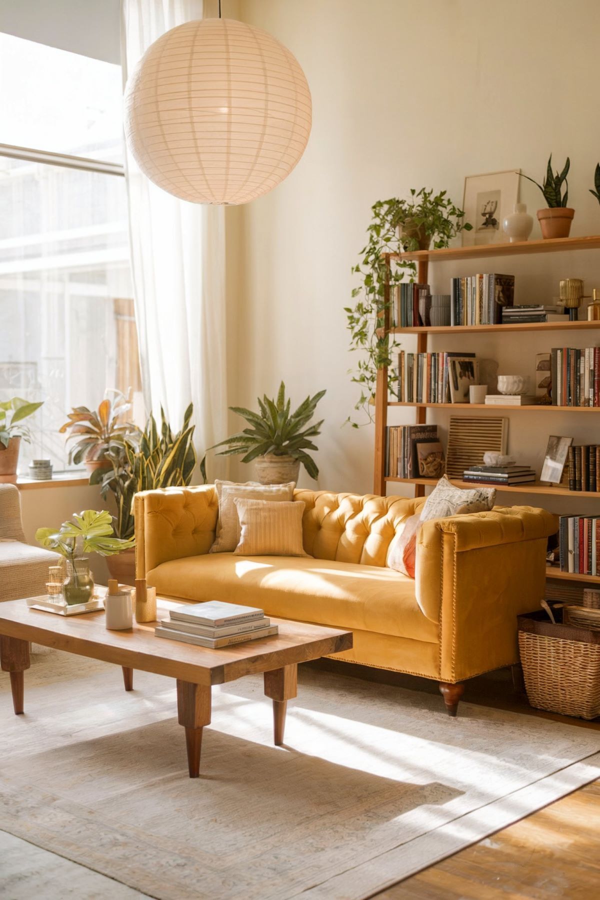 boho living room decor mustard yellow