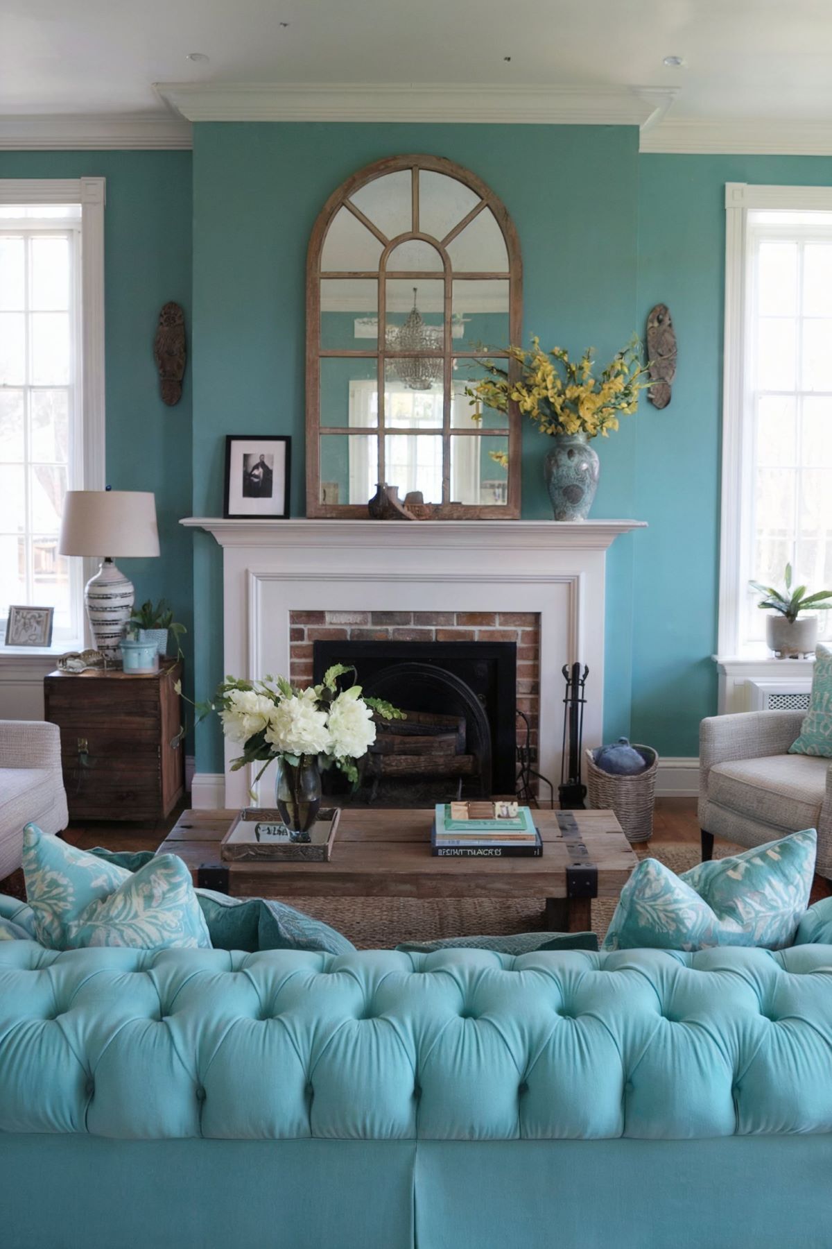 boho living room decor turquoise