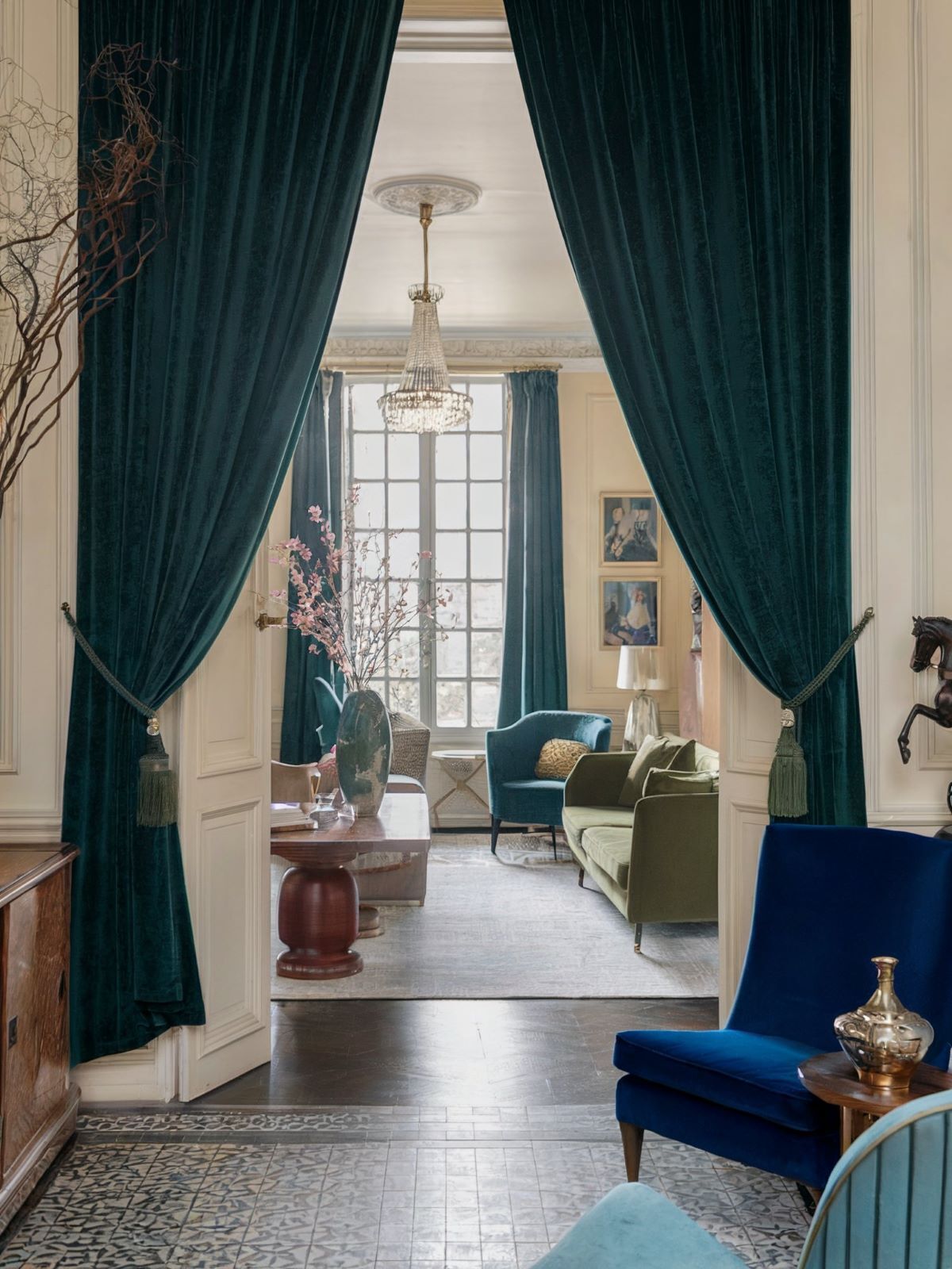 boho living room decor velvet curtain