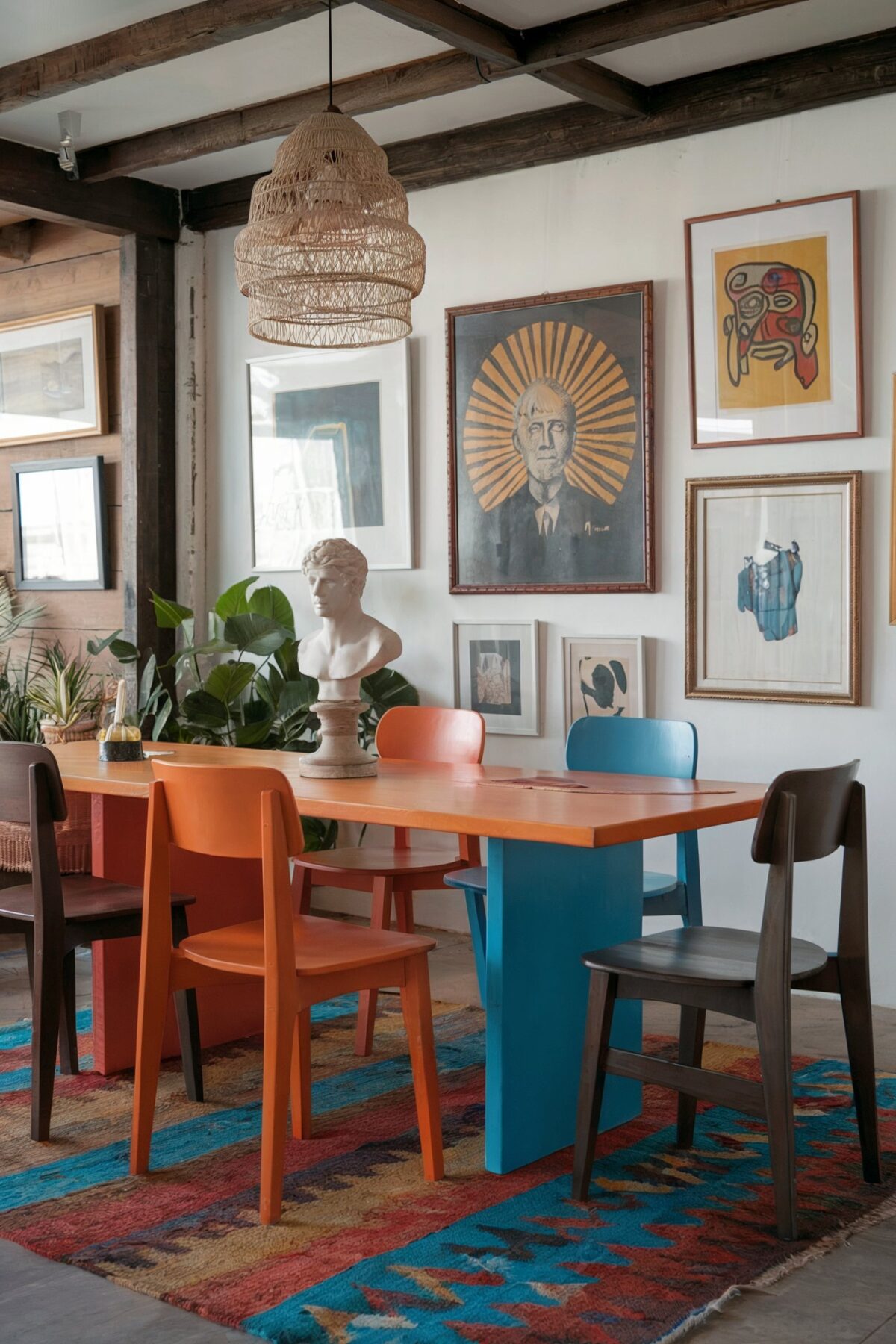 colorful eclectic decor dining room colorful carpet teal colors