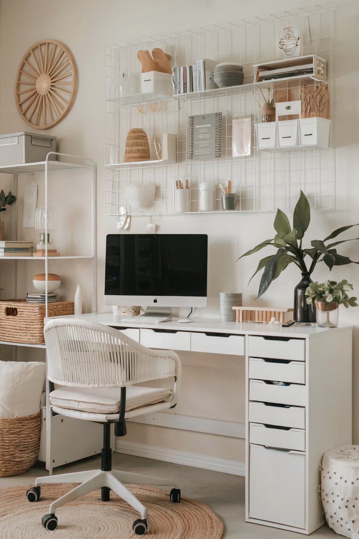 cozy home office ideas boho well organized home office space with light colored walls