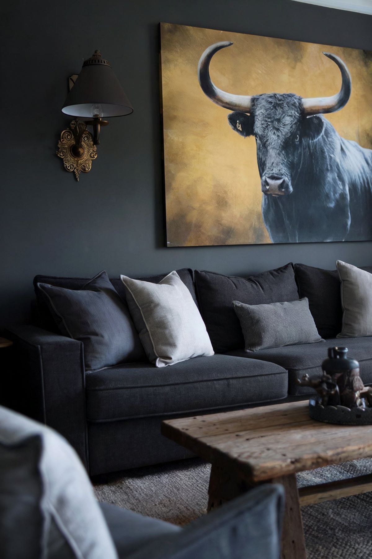 dark gray walls living room decor modern design