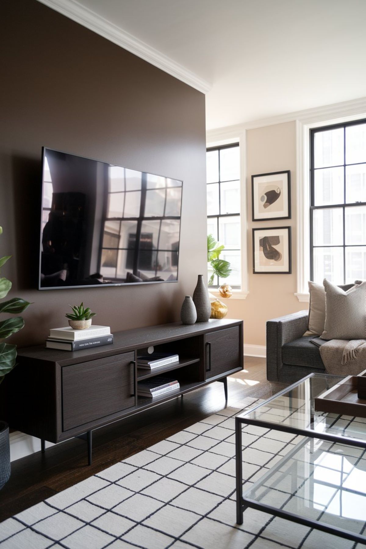 dark wood tv stand decor living room modern tv stand design