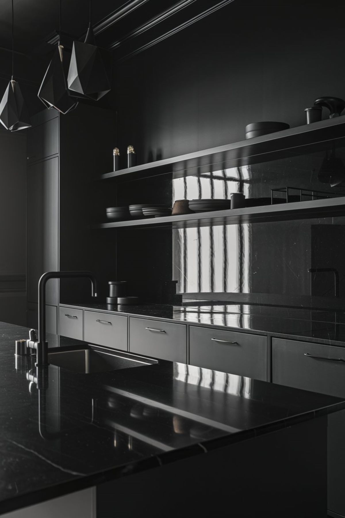 eclectic black and white kitchen decor1