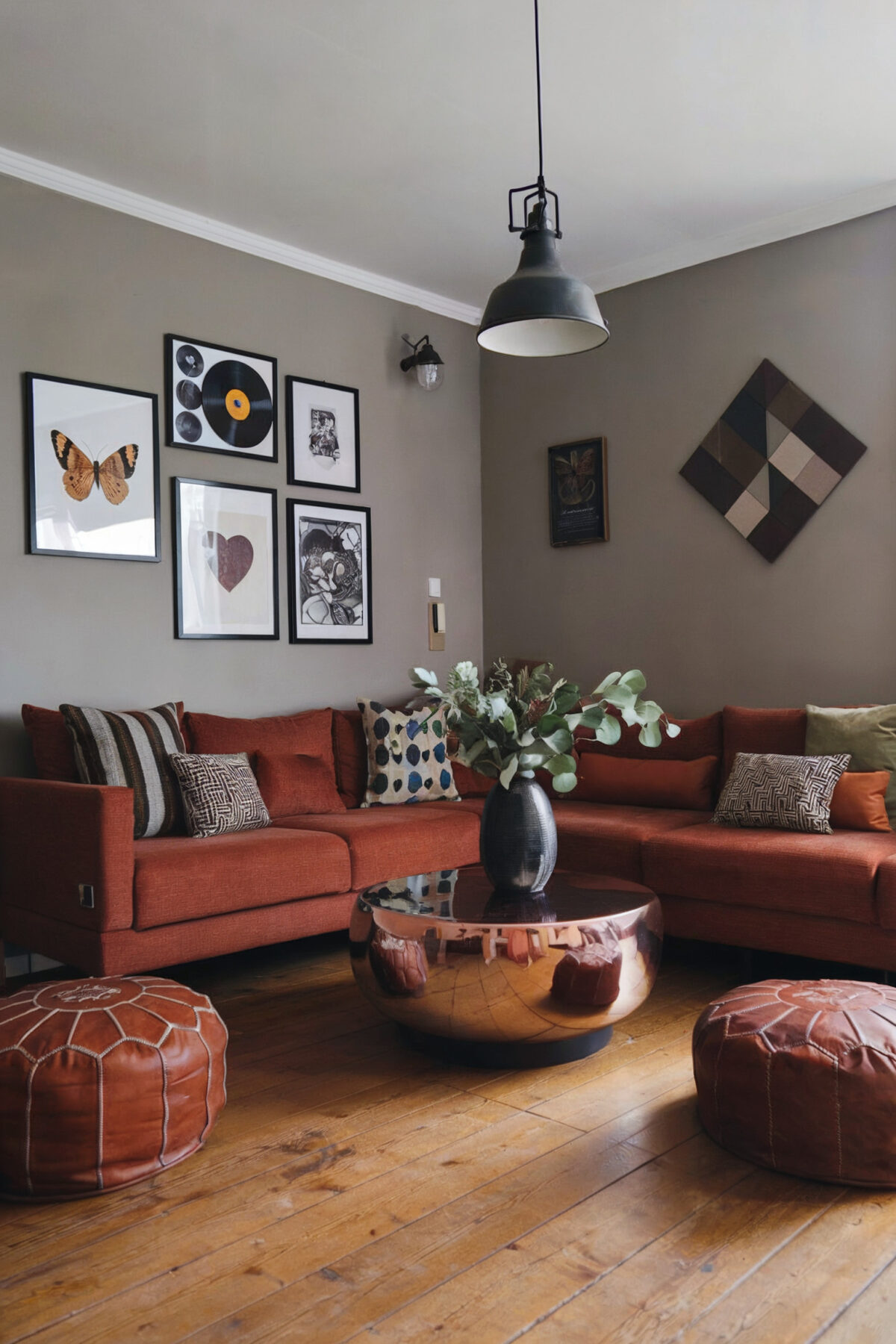eclectic living room earthy tone rustic