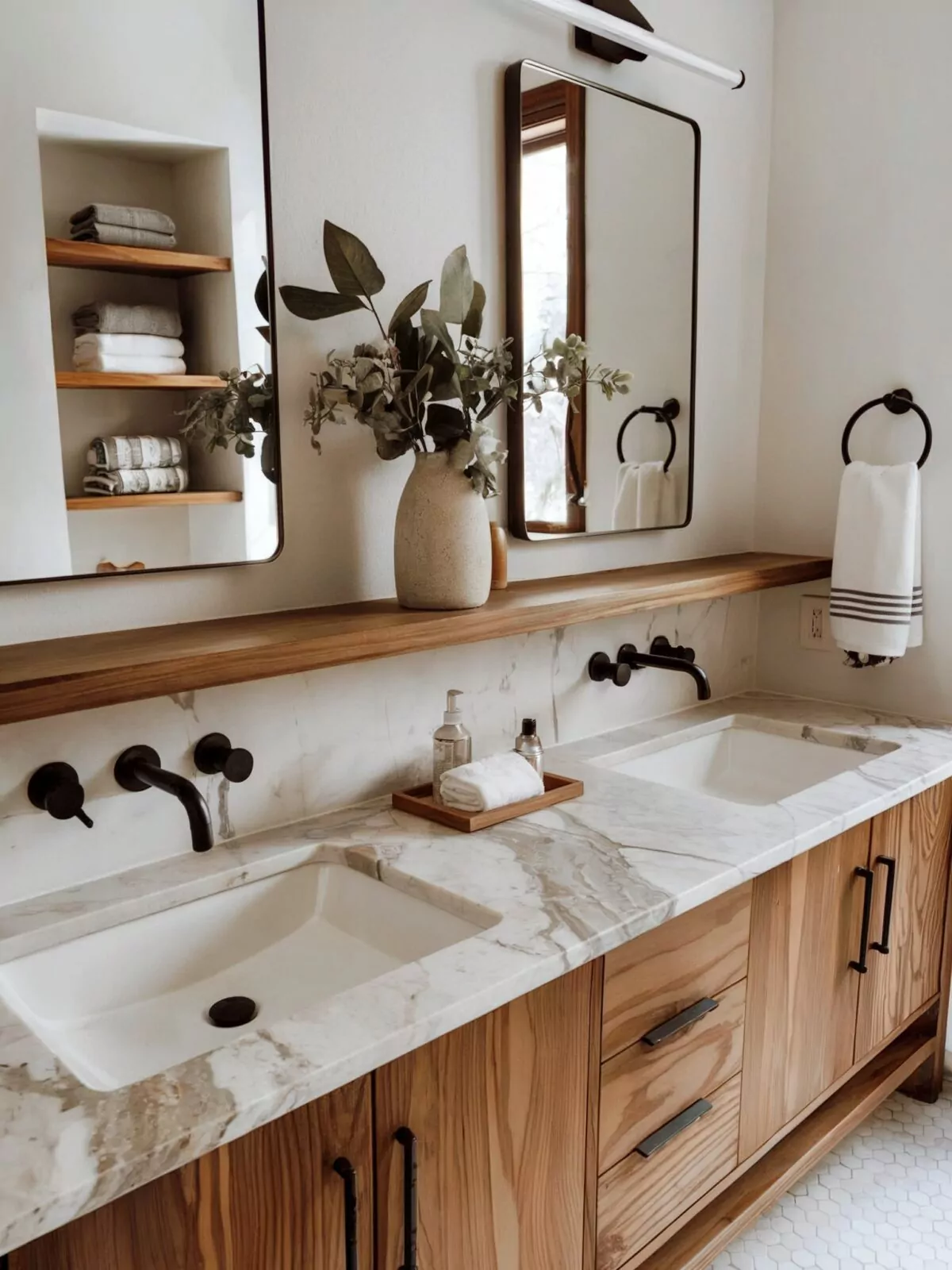 farmhouse bathroom colored vanity