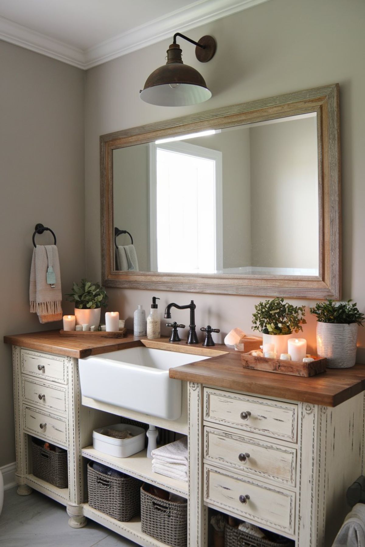 farmhouse bathroom vanity decor