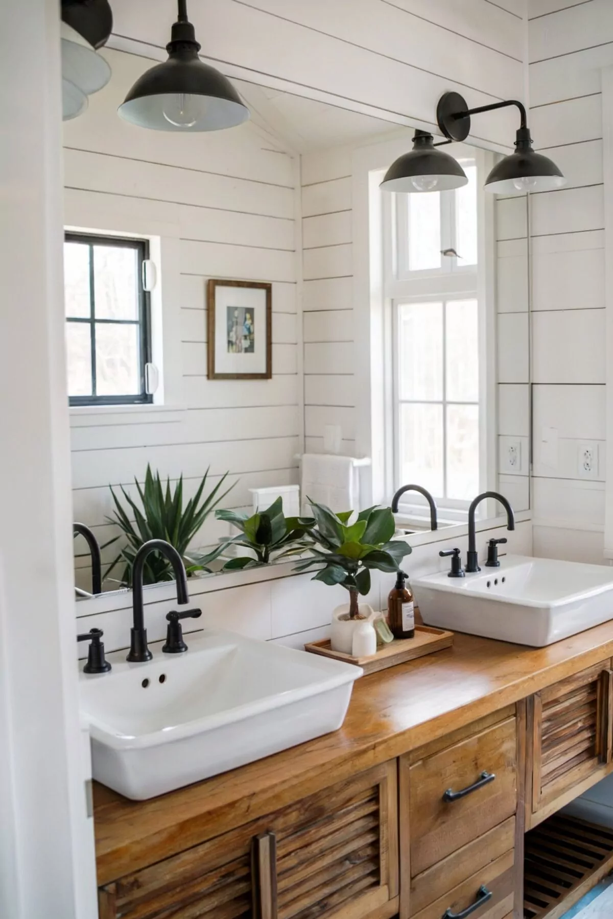 farmhouse bathroom vanity lighting over mirror