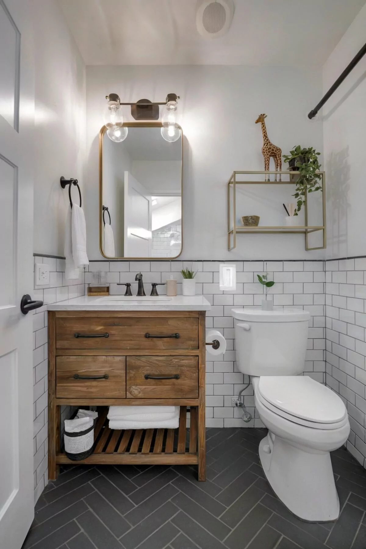 farmhouse bathroom vanity small with blend of rustic contemporary touch