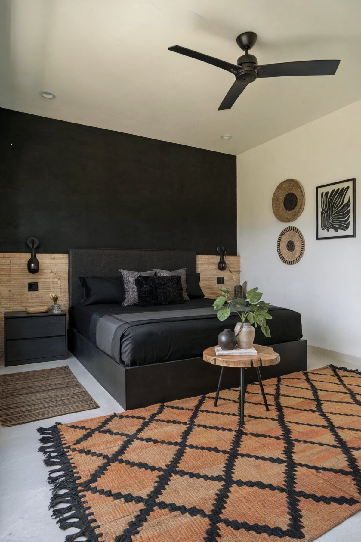 farmhouse bedroom black color design