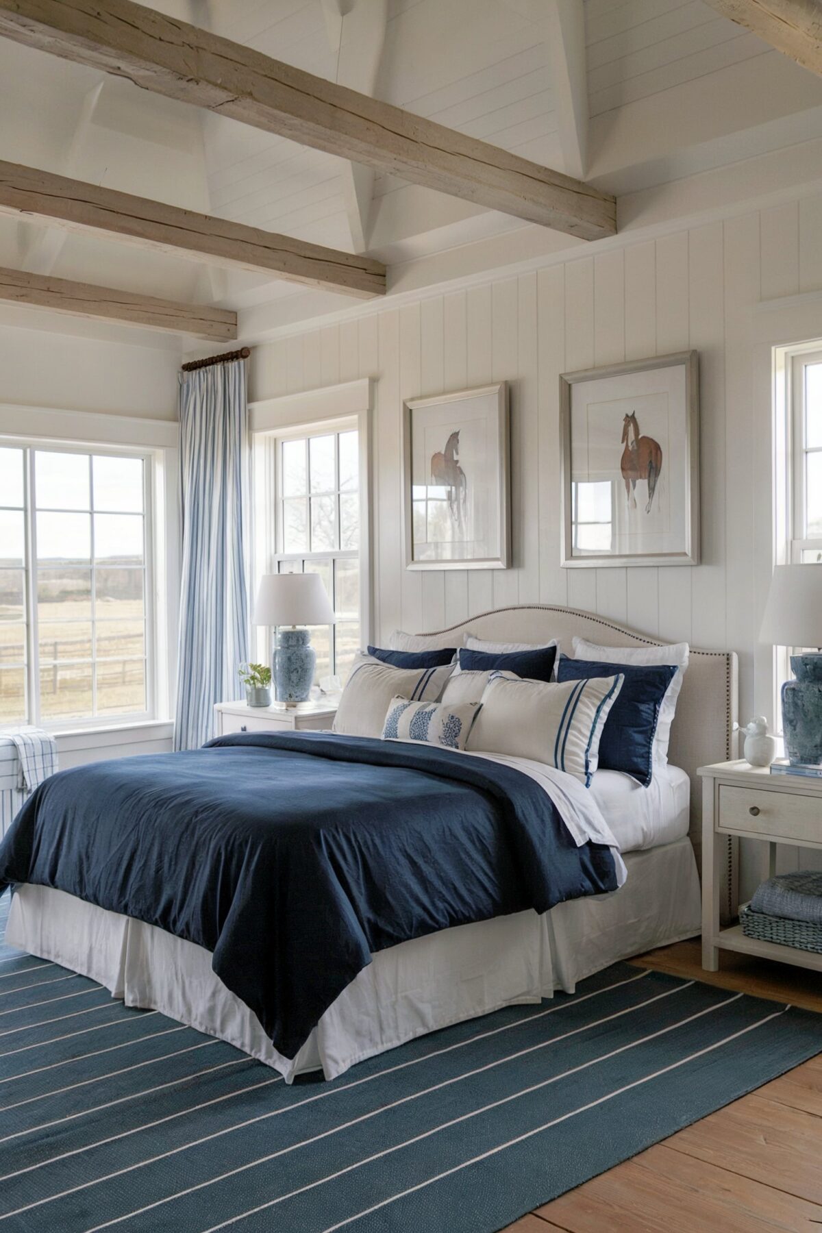 farmhouse bedroom blue color design